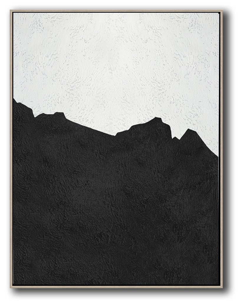 Hand Painted Extra Large Abstract Painting,Black And White Minimal Painting On Canvas - Art Work